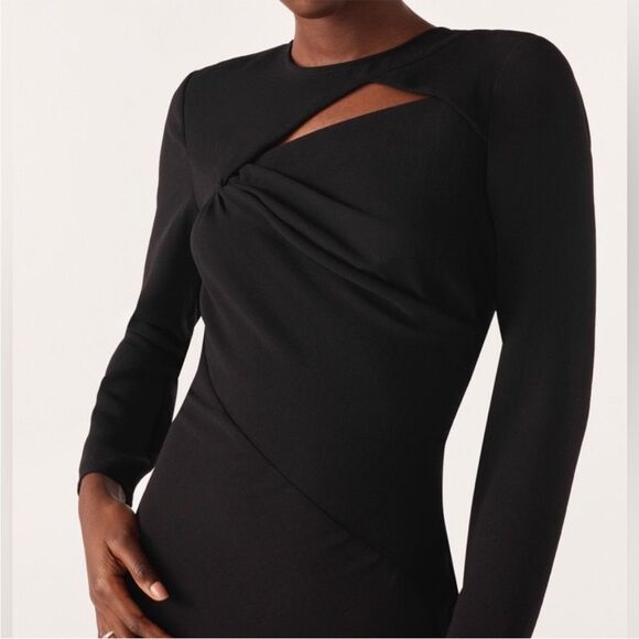 NEW ba&sh Yona Cutout Midi Long Sleeve Black Dress Size Small - Picture 2 of 8